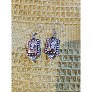 cameo sterling earrings Black And White